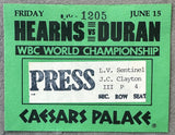 HEARNS, THOMAS-ROBERTO DURAN PRESS PASS CREDENTIAL (1984)
