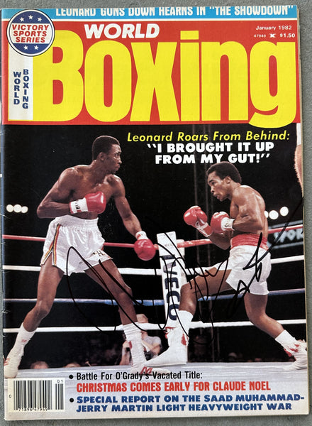 LEONARD, SUGAR RAY-THOMAS HEARNS I SIGNED WORLD BOXING MAGAZINE (1982-JSA)