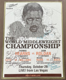 HEARNS, THOMAS "HITMAN"-JUAN ROLDAN ORIGINAL SIGNED POSTER (1987-JSA)
