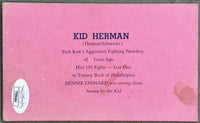 HERMAN, KID SIGNED ADVERTISING CARD (JSA)