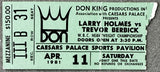 HOLMES, LARRY-TREVOR BERBICK ON SITE STUBLESS TICKET (1981)