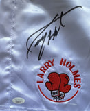 HOLMES, LARRY & GERRY COONEY SIGNED BOXING TRUNKS (JSA)