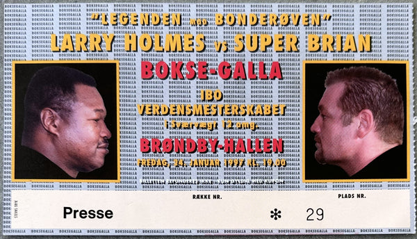 HOLMES, LARRY-BRIAN NIELSEN ON SITE STUBLESS PRESS TICKET (1997)