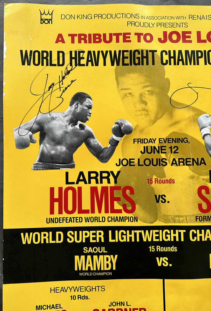 HOLMES, LARRY-LEON SPINKS SIGNED ON SITE POSTER (1981-SIGNED BY BOTH ...
