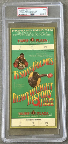 TYSON, MIKE-LARRY HOLMES ON SITE FULL TICKET (1988-PSA/DNA EX 5)