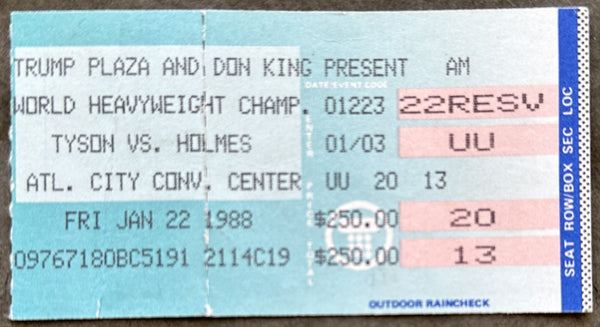 TYSON, MIKE-LARRY HOLMES ON SITE STUBLESS TICKET (1988)