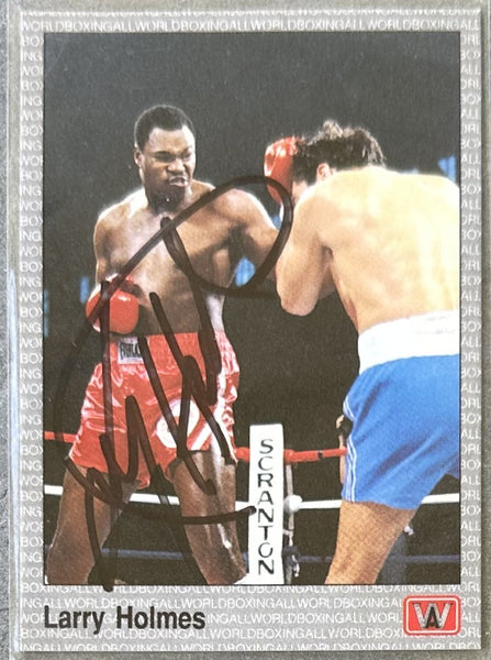 HOLMES, LARRY SIGNED AW BOXING HALL OF FAME CARD (1991)