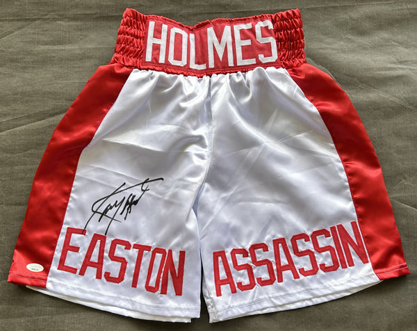 HOLMES, LARRY SIGNED BOXING TRUNKS (JSA)