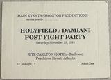HOLYFIELD, EVANDER-FRANCISCO DAMIANI POST FIGHT PARTY INVITATION (1991)