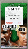 HOLYFIELD, EVANDER-JOHN RUIZ II CREDENTIAL (2001-USED BY FERDIE PACHECO)