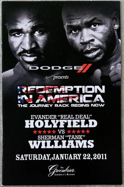 HOLYFIELD, EVANDER-SHERMAN "TANK" WILLIAMS OFFICIAL PROGRAM (2011)