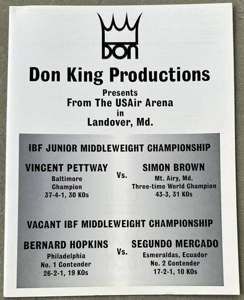 HOPKINS, BERNARD-SEGUNDO MERCADO OFFICIAL PROGRAM (1995)