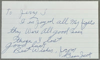 JACK, BEAU SIGNED & INSCRIBED INDEX CARD
