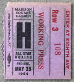 JACKSON, TOMMY "HURRICANE"-CHARLEY NORKUS ON SITE TICKET STUB (1954)