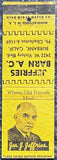 JEFFRIES, JAMES BARN ORIGINAL MATCHBOOK