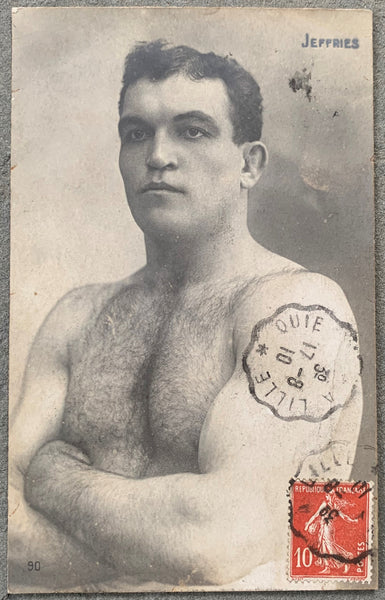 JEFFRIES, JAMES J. REAL PHOTO POSTCARD (1910)