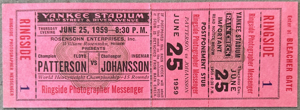 JOHANSSON, INGEMAR-FLOYD PATTERSON I FULL TICKET (1959)