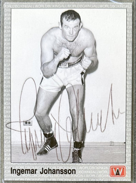 JOHANSSON, INGEMAR SIGNED 1991 AW BOXING HALL OF FAME BOXING CARD