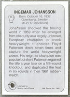 JOHANSSON, INGEMAR SIGNED 1991 AW BOXING HALL OF FAME BOXING CARD