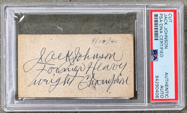 JOHNSON, JACK INK SIGNED BUSINESS CARD (PSA/DNA)