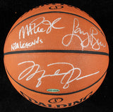JORDAN, MICHAEL & LARRY BIRD & MAGIC JOHNSON SIGNED BASKETBALL (PSA/DNA)