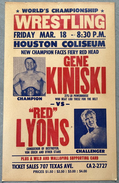 KINISKI, GENE-RED LYONS ON SITE POSTER (1966)
