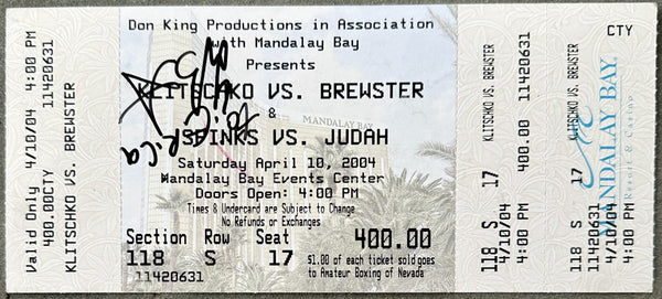 KLITSCHKO, WLADIMIR-LAMON BREWSTER I SIGNED FULL TICKET (2004-SIGNED BY BREWSTER)