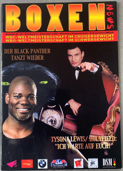 KLITSCHKO, VITALI-OBED SULLIVAN OFFICIAL PROGRAM (1999)