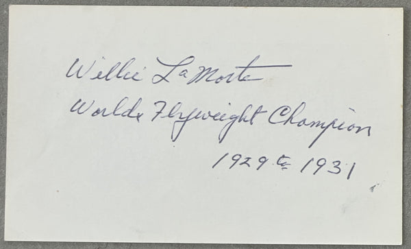 LAMORTE, WILLIE SIGNED INDEX CARD