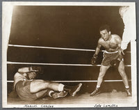 LAMOTTA, JAKE-MARCEL CERDAN ORIGINAL TYPE 1 WIRE PHOTO (1949-LAMOTTA WINS TITLE)