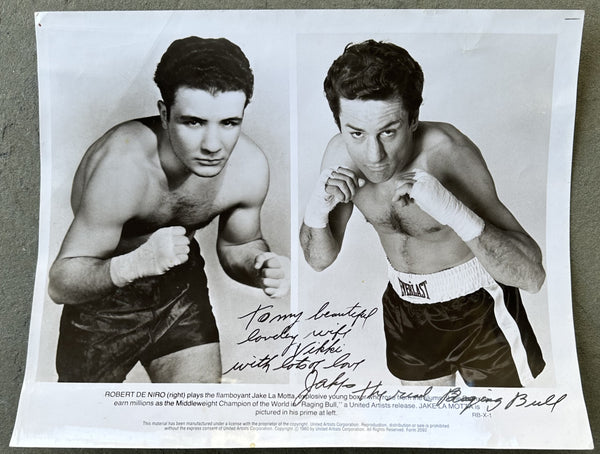 LAMOTTA, JAKE SIGNED RAGING BULL PROMOTIONAL PHOTO TO HIS FORMER WIFE VIKKI (VIKKI LAMOTTA COLLECTION)