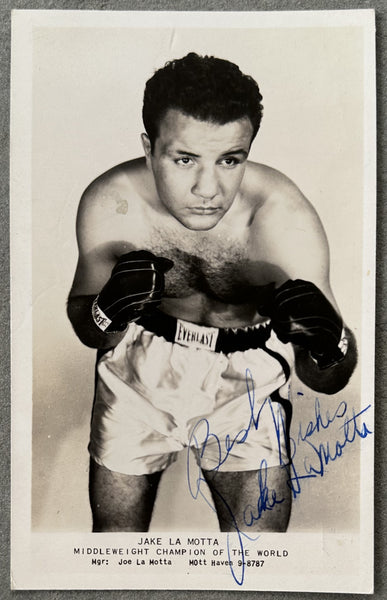 LAMOTTA, JAKE SIGNED PHOTO POSTCARD