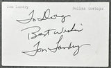 LANDRY, TOM SIGNED INDEX CARD (JSA)