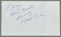 LARKIN, TIPPY SIGNED INDEX CARD
