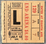 MARCIANO, ROCKY-REX LAYNE ON SITE TICKET STUB (1951)