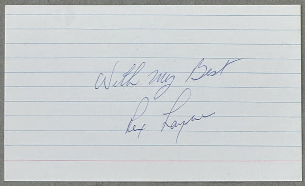 LAYNE, REX SIGNED INDEX CARD
