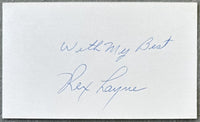 LAYNE, REX SIGNED INDEX CARD