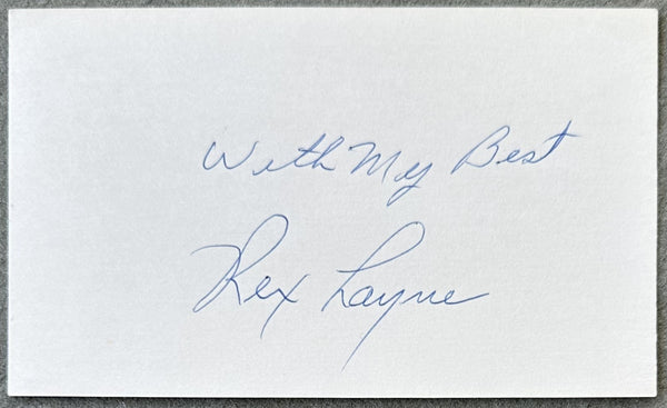 LAYNE, REX SIGNED INDEX CARD