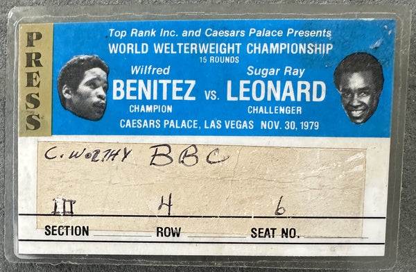 LEONARD, SUGAR RAY-WILFRED BENITEZ PRESS CREDENTIAL (1979)