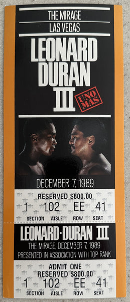 LEONARD, SUGAR RAY-ROBERTO DURAN III FULL TICKET (1989)