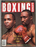 LEONARD, SUGAR RAY & THOMAS HEARNS SIGNED BOXING ILLUSTRATED (1989-JSA)