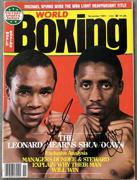 LEONARD, SUGAR RAY-THOMAS HEARNS I SIGNED WORLD BOXING MAGAZINE (1981-JSA)