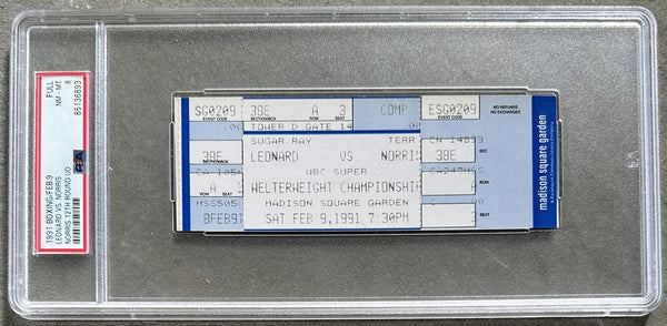 LEONARD, SUGAR RAY-TERRY NORRIS FULL TICKET (1991-PSA/DNA NM-MT 8)