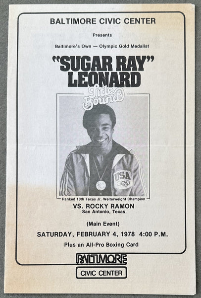 LEONARD, SUGAR RAY-ROCKY RAMON OFFICIAL PROGRAM (1978)