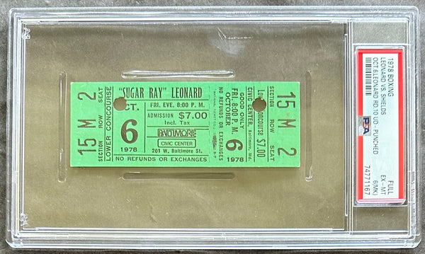 LEONARD, SUGAR RAY-RANDY SHIELDS FULL TICKET (1978-PSA/DNA EX-MT 6)