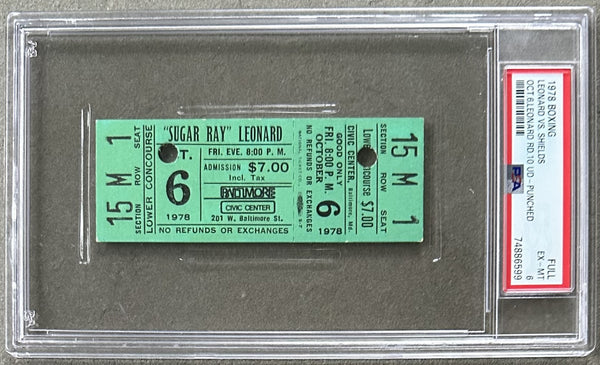 LEONARD, SUGAR RAY-RANDY SHIELDS FULL TICKET (1978-PSA/DNA EX-MT 6)