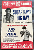 LEONARD, SUGAR RAY-LUIS VEGA ON SITE POSTER (1977-LEONARD'S PRO DEBUT)