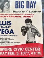 LEONARD, SUGAR RAY-LUIS VEGA ON SITE POSTER (1977-LEONARD'S PRO DEBUT)