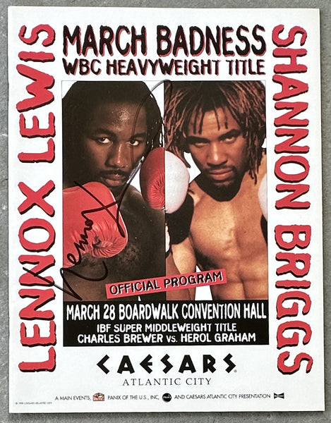 LEWIS, LENNOX-SHANNON BRIGGS SIGNED OFFICIAL PROGRAM (1998-SIGNED BY LEWIS)