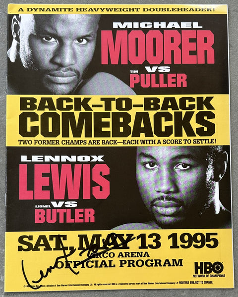 LEWIS, LENNOX-LIONEL BUTLER SIGNED OFFICIAL PROGRAM (1995-SIGNED BY LEWIS)